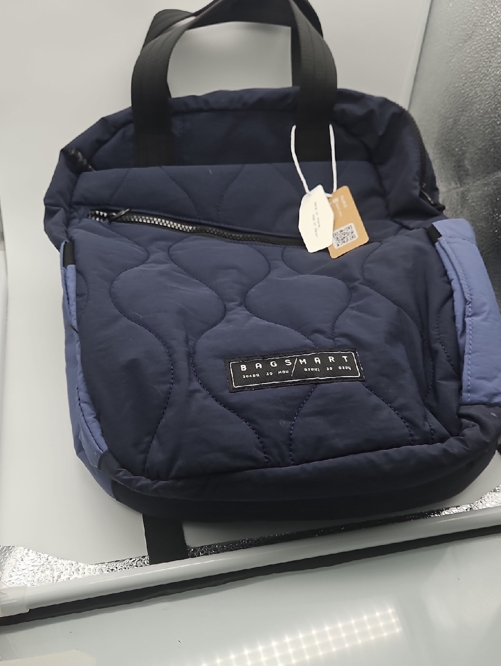 BAGSMART Men's Navy Quilted Backpack Tote